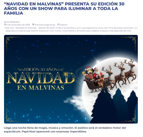 NOTICIAS MALVINAS ARGENTINAS:"NAVIDAD EN MALVINAS"